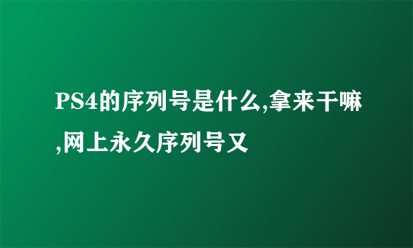 PS4的序列号是什么,拿来干嘛,网上永久序列号又