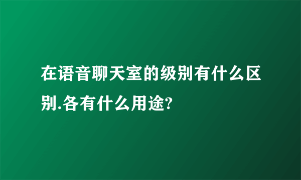 在语音聊天室的级别有什么区别.各有什么用途?