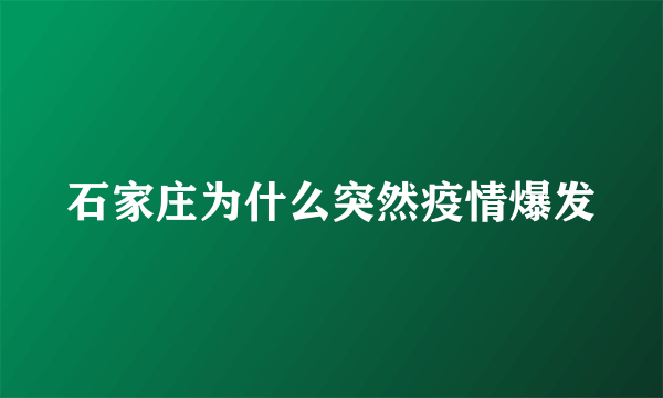 石家庄为什么突然疫情爆发