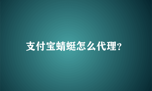 支付宝蜻蜓怎么代理？