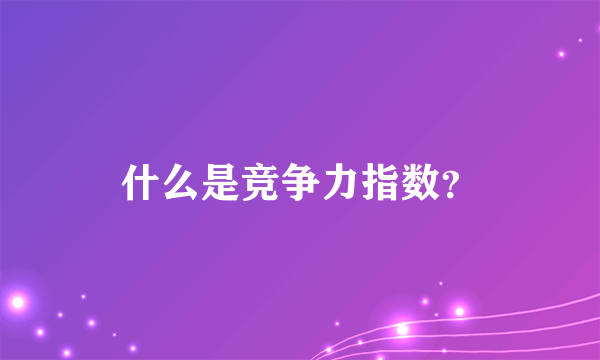 什么是竞争力指数？