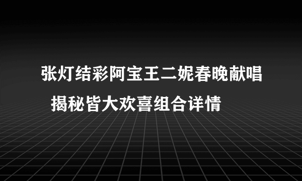 张灯结彩阿宝王二妮春晚献唱  揭秘皆大欢喜组合详情