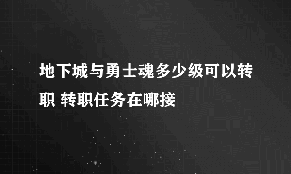 地下城与勇士魂多少级可以转职 转职任务在哪接