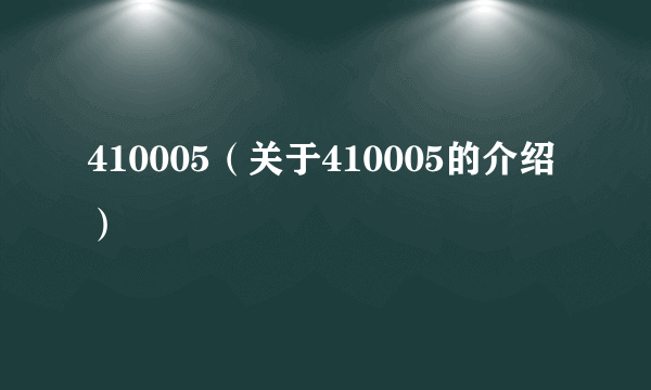 410005（关于410005的介绍）