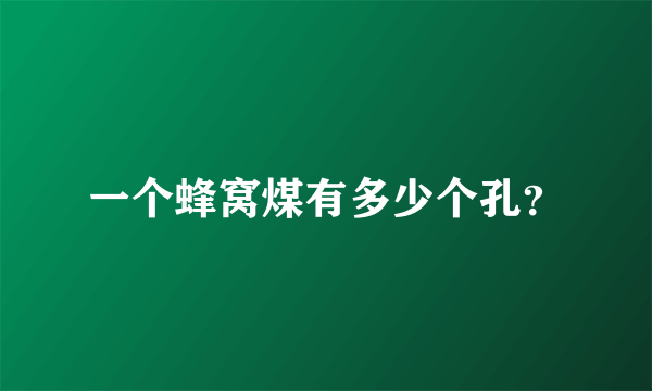 一个蜂窝煤有多少个孔？