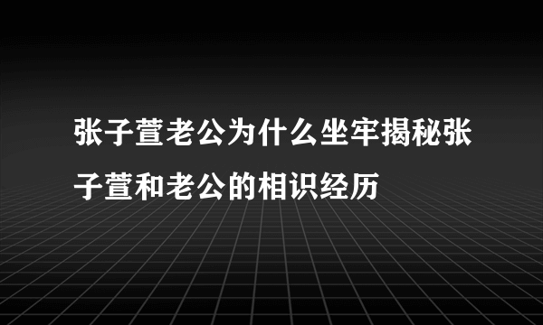 张子萱老公为什么坐牢揭秘张子萱和老公的相识经历