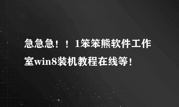 急急急！！1笨笨熊软件工作室win8装机教程在线等！