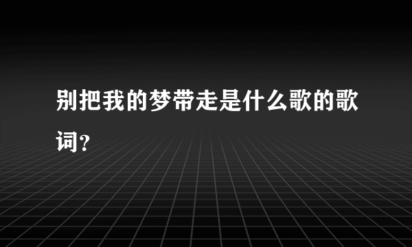 别把我的梦带走是什么歌的歌词？