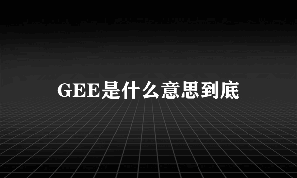 GEE是什么意思到底