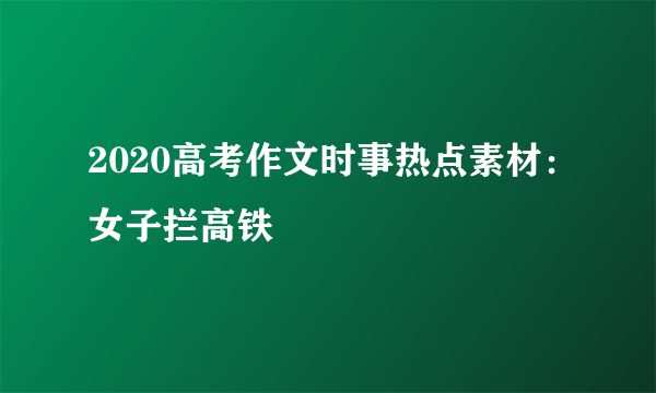 2020高考作文时事热点素材：女子拦高铁