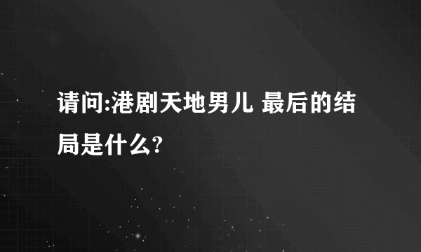 请问:港剧天地男儿 最后的结局是什么?