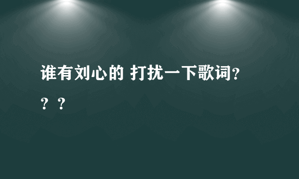 谁有刘心的 打扰一下歌词？？？