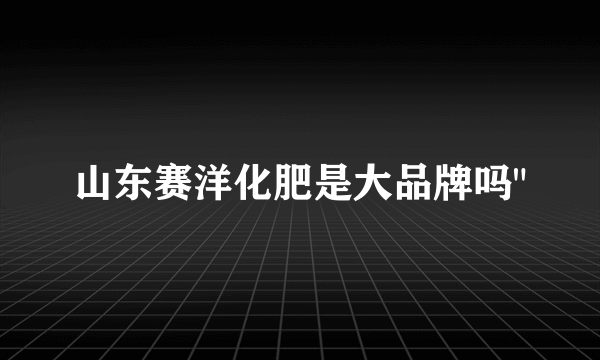 山东赛洋化肥是大品牌吗