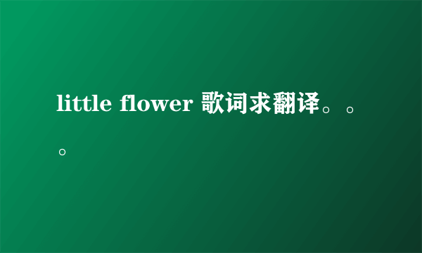 little flower 歌词求翻译。。。