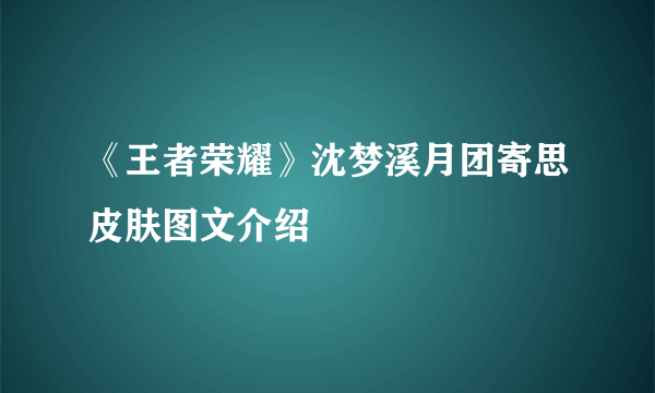 《王者荣耀》沈梦溪月团寄思皮肤图文介绍