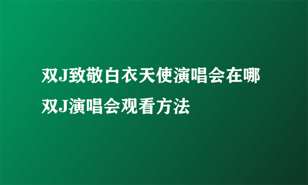 双J致敬白衣天使演唱会在哪双J演唱会观看方法