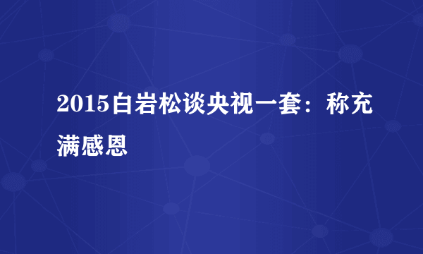 2015白岩松谈央视一套：称充满感恩