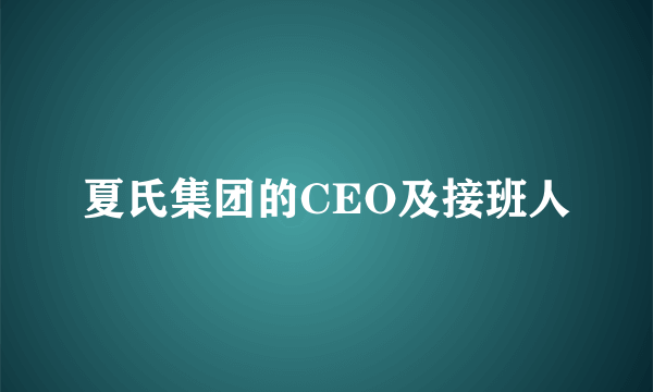 夏氏集团的CEO及接班人