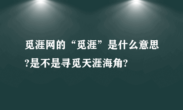 觅涯网的“觅涯”是什么意思?是不是寻觅天涯海角?