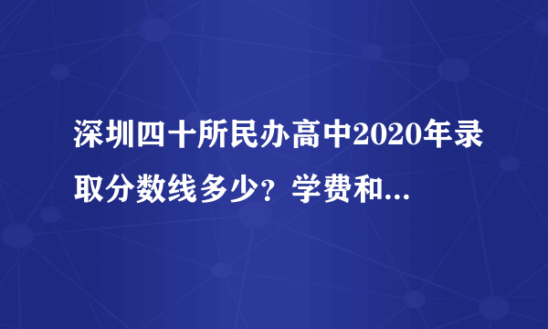 深圳四十所民办高中2020年录取分数线多少？学费和住宿费多少