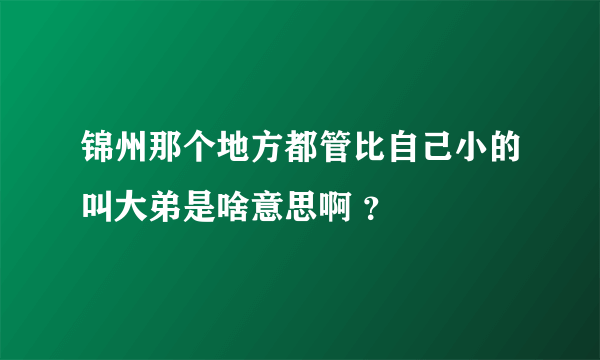 锦州那个地方都管比自己小的叫大弟是啥意思啊 ？