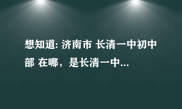 想知道: 济南市 长清一中初中部 在哪，是长清一中的位置吗