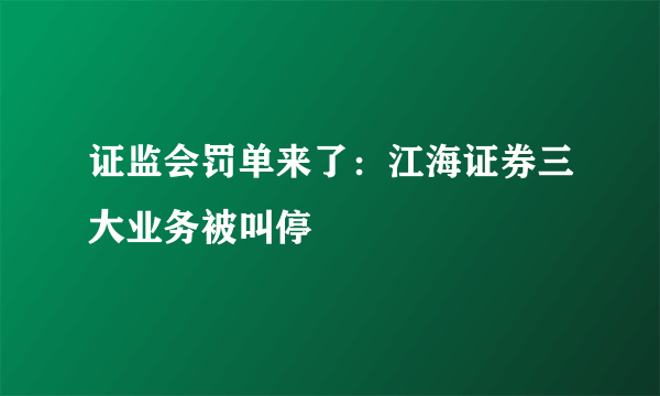 证监会罚单来了：江海证券三大业务被叫停