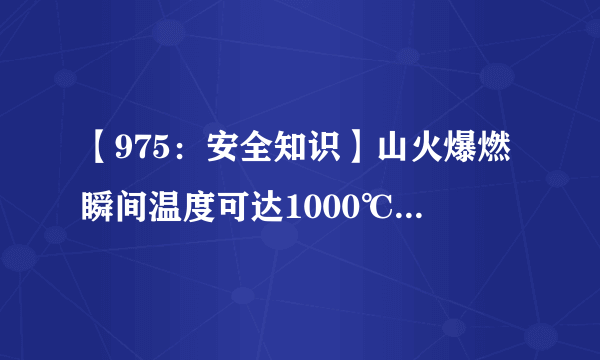 【975：安全知识】山火爆燃瞬间温度可达1000℃以上！防患于未“燃”，这些知识你必须知道