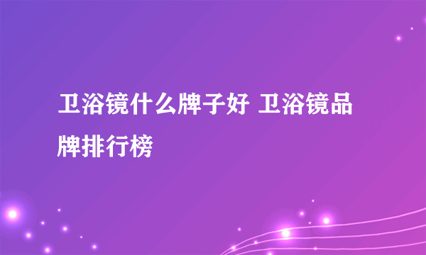 卫浴镜什么牌子好 卫浴镜品牌排行榜