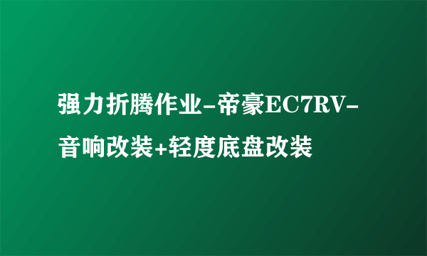 强力折腾作业-帝豪EC7RV-音响改装+轻度底盘改装