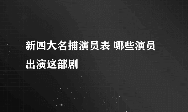 新四大名捕演员表 哪些演员出演这部剧