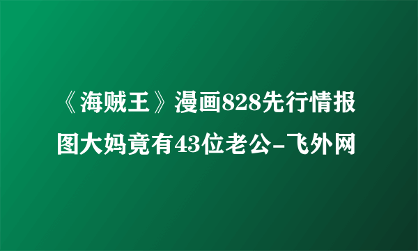 《海贼王》漫画828先行情报图大妈竟有43位老公-飞外网