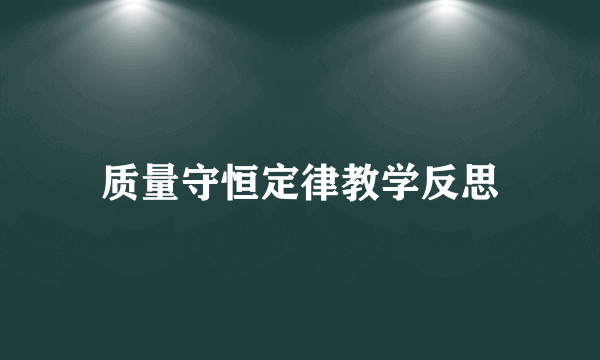 质量守恒定律教学反思