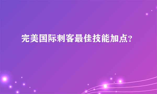 完美国际刺客最佳技能加点？