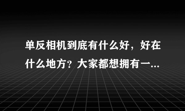 单反相机到底有什么好，好在什么地方？大家都想拥有一部。难道不觉得操作复杂吗？