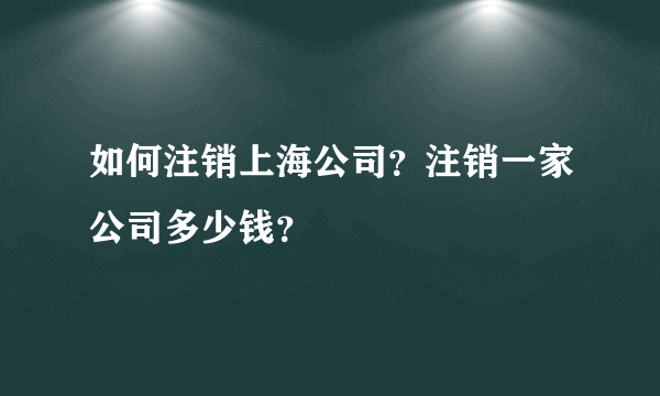 如何注销上海公司？注销一家公司多少钱？