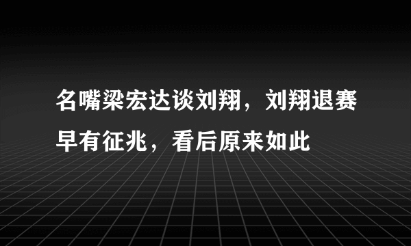 名嘴梁宏达谈刘翔，刘翔退赛早有征兆，看后原来如此