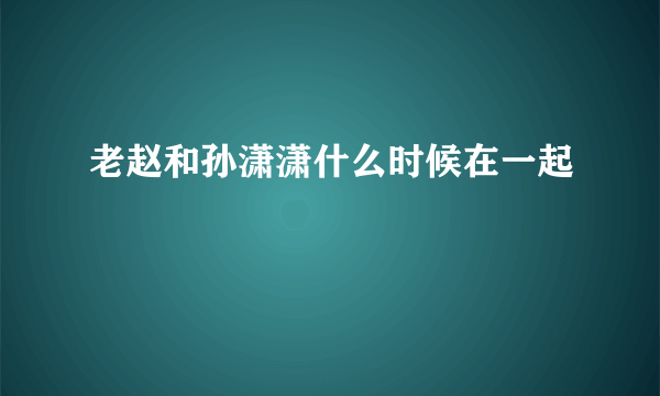 老赵和孙潇潇什么时候在一起