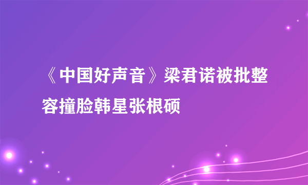 《中国好声音》梁君诺被批整容撞脸韩星张根硕