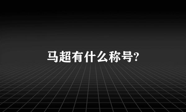 马超有什么称号?