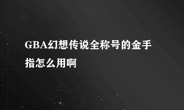 GBA幻想传说全称号的金手指怎么用啊