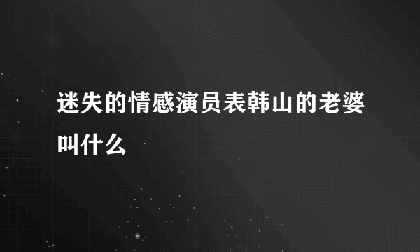 迷失的情感演员表韩山的老婆叫什么