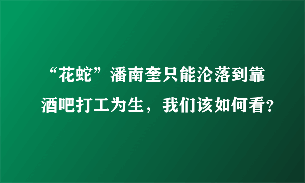 “花蛇”潘南奎只能沦落到靠酒吧打工为生，我们该如何看？