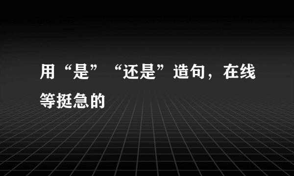 用“是”“还是”造句，在线等挺急的