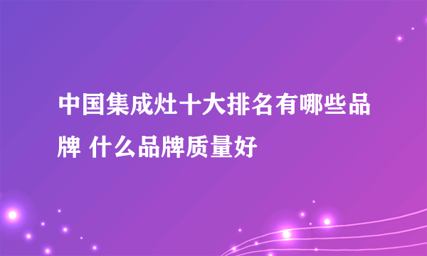 中国集成灶十大排名有哪些品牌 什么品牌质量好