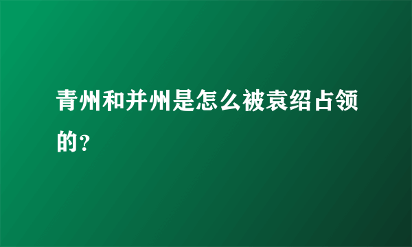 青州和并州是怎么被袁绍占领的？