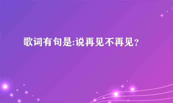 歌词有句是:说再见不再见？