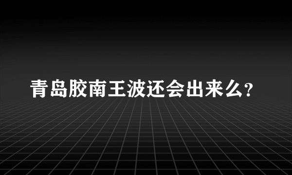 青岛胶南王波还会出来么？