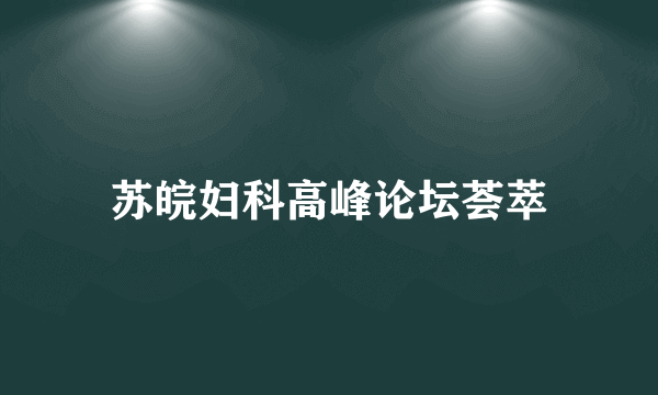 苏皖妇科高峰论坛荟萃