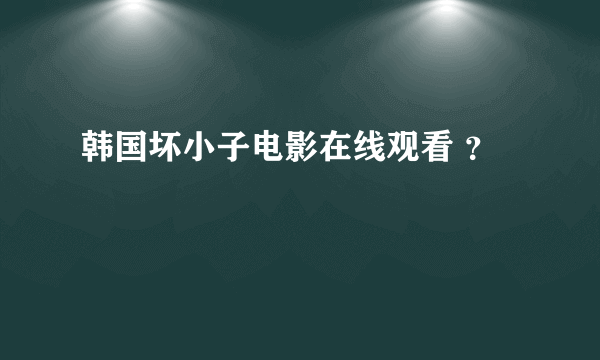 韩国坏小子电影在线观看 ？